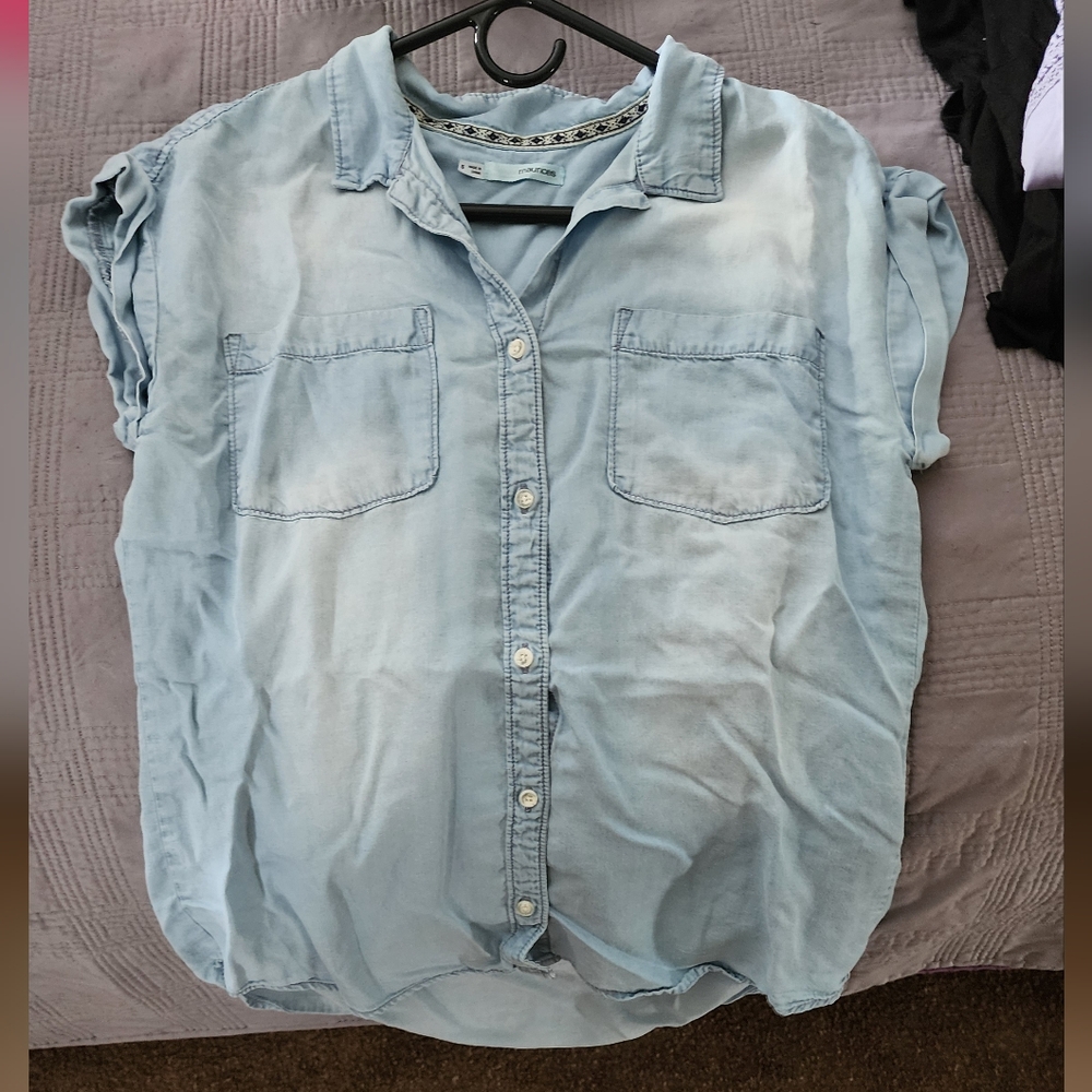 Maurices Light Blue Top with Decorative Trim